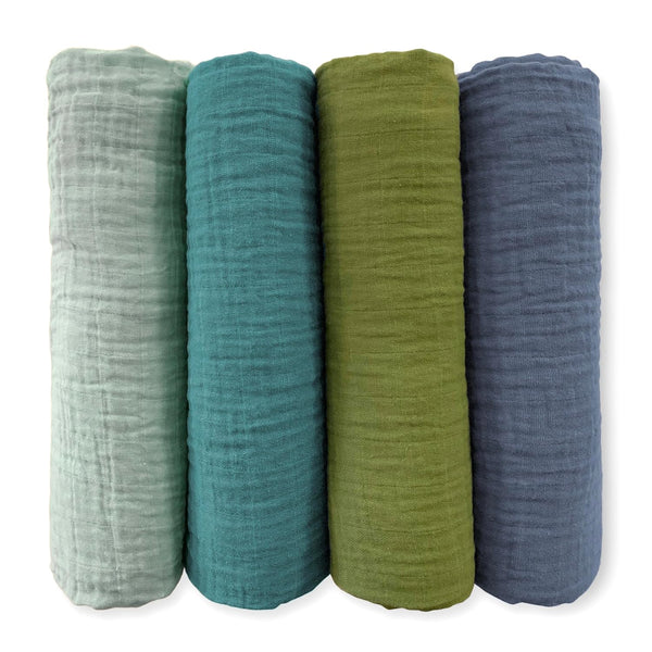 SwaddleDesigns Cotton Muslin Swaddle Blankets for Baby Boy & Baby Girl, Set