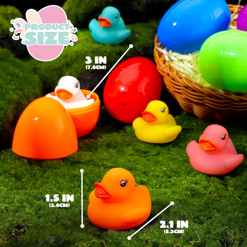 6 JOYIN Pcs Pre-Filled Easter Eggs with Light-up Floating Duck Bath Toys for Kid Toddlers Easter Eggs Hunt, Basket
