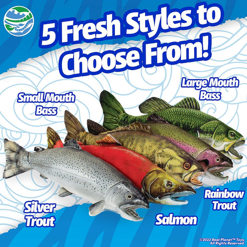 14") (14.25" Real Planet Fishing Stuffed Animal - Sockeye Salmon Trout Bass Plush Stuffed Toy for Kids, Fishing Gifts