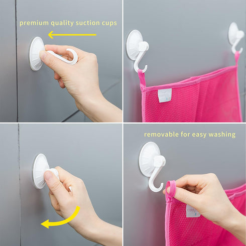 2 x Mesh Bath Toy Organizer + 6 Ultra Strong Hooks – Perfect Bathtub Toy Holder & Shower Caddy for Kids