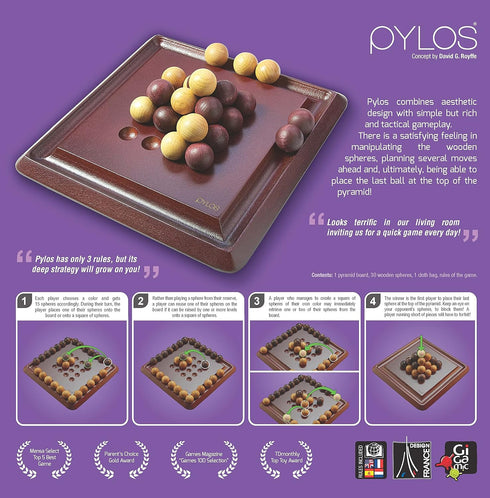 Pylos Great Wooden Game, Abstract Strategy Board Game, Ages 8+, 2 Players
