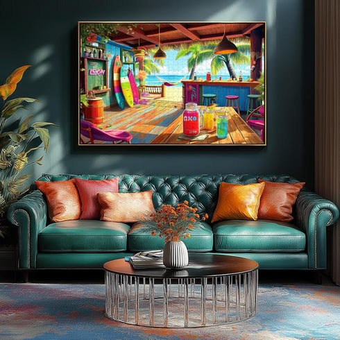1000 Summer (27"x20") Beach Paradise Piece Jigsaw Puzzle for Adults Tropical Bar Ocean View Challenging Puzzle Game Fun