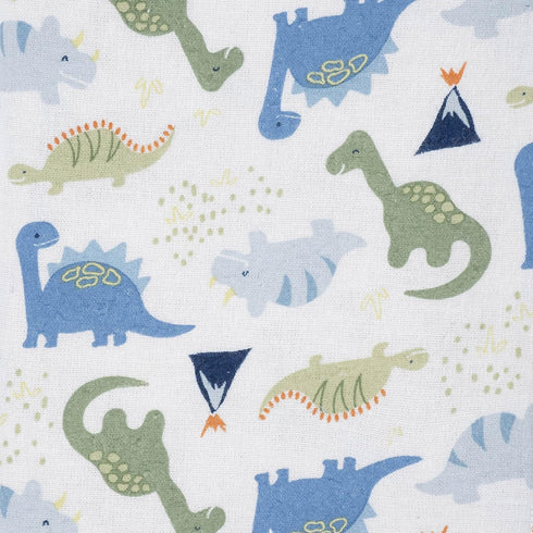 100% Pack 5 Gerber Boys Newborn Infant Baby Toddler Nursery Cotton Flannel Receiving Swaddle Blanket, Dinosaur Blue