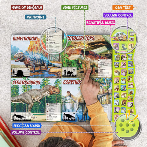 3-5 30 2 3 4 5 6 7 Dinosaur Toys for Kids Dinosaur Book with Sounds Species Names & Realistic Sounds InteractiveToys