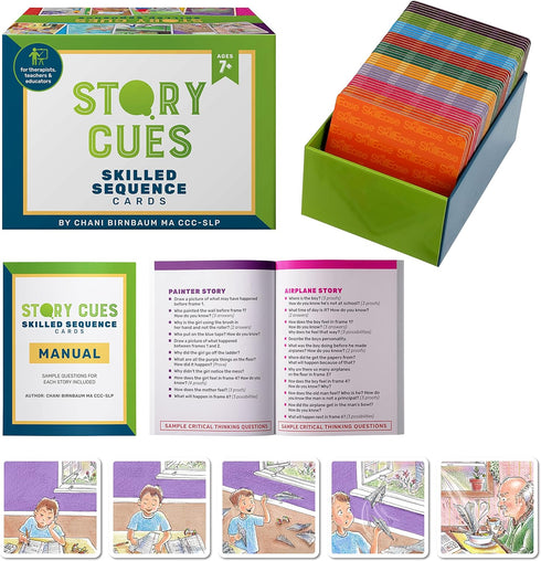 SkillEase Story Cues Skilled Sequencing Cards, Speech Therapy Materials, Social Skills Game,