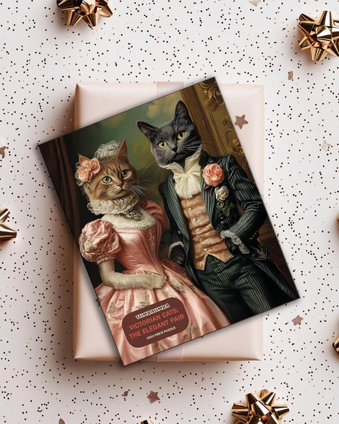 1000 Puzzles for Adults Pieces, Victorian Cats: The Elegant Pair Portret, Hard Challenging Jigsaw Puzzle for Puzzle