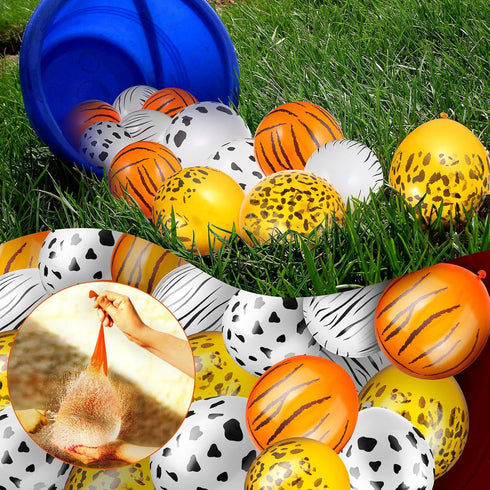 24 Pieces Jungle Animal Print Balloons for Jungle Safari Theme Party Decorations - Tiger Leopard Cow Zebra Balloons