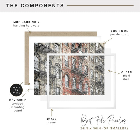 24x30 (1-Pack) MCS Puzzle Frame for Finished Puzzles, White Vertical & Horizontal Wall-Mounted Large Picture Display