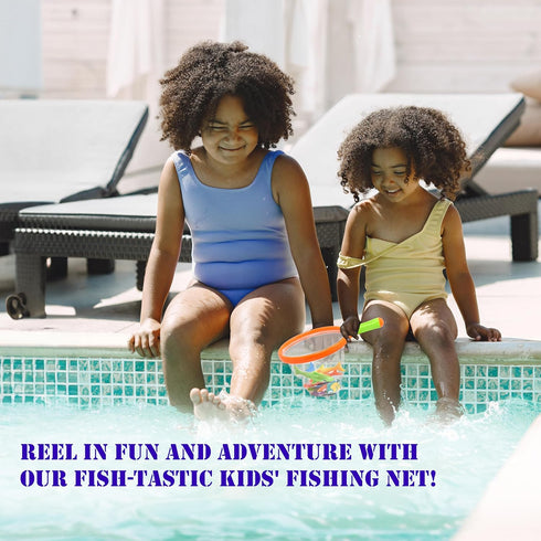 Bath Toy Fishing Net for Kids | Dive Game with 4 Sharks & 6 Multicolored Sinking Fish