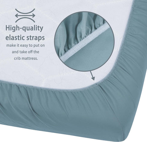 2 Pack 52x28x8in. GUNTAIL Baby Crib Sheets for Boys Girls, Fitted Crib Sheet for Standard Crib and Toddler Mattress