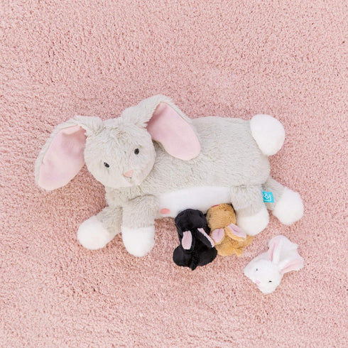 Nursing Nola Rabbit Stuffed Animal with Baby Bunnies - Plush Toy by Manhattan Toy