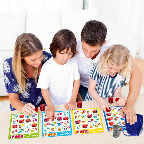 SpriteGru Alphabet Bingo Game - Uppercase/Lowercase/Number Bingo for Kindergarten & Preschool Kids