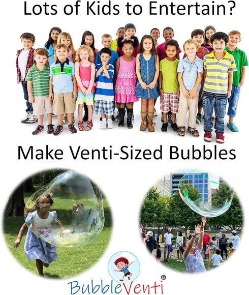 Bubbleventi Giant Bubble Mix | 100% Vegan Non-Toxic Powder Makes 10 Gallons of Premium Bubble Solution for Kids