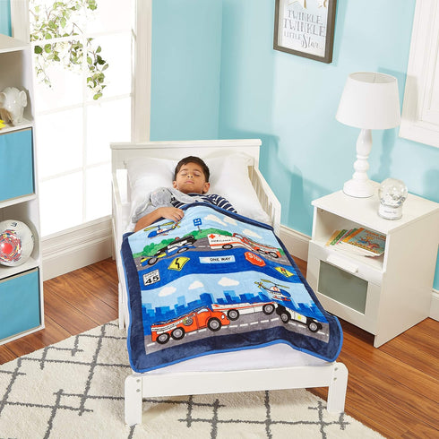 30" 40" EVERYDAY KIDS Toddler Throw Blanket - by - Fire and Police Rescue - Super Soft, Plush, Warm and Comfortable