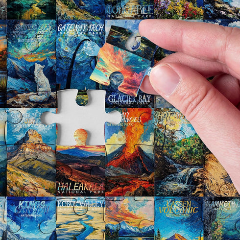 National Parks Puzzle Art Puzzles for Adults 1000 Pieces, Van Gogh Painting Jigsaw Puzzles, Yellowstone
