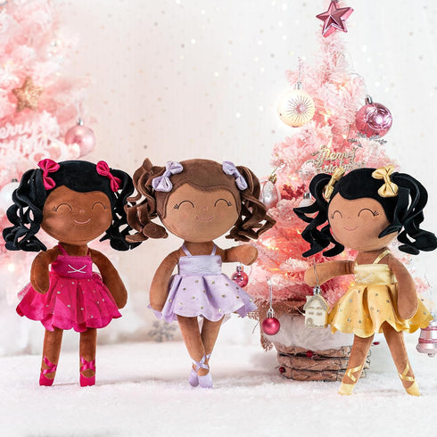 Gloveleya Baby Dolls Soft Snuggly Ballerina Doll - 14-Inch Plush Tanned Ballet Doll with Lace Mesh Dress