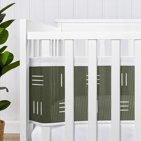 2-Piece Set Sweet Jojo Designs + BreathableBaby Breathable Mesh Crib Liner (Hunter Green Boho Mudcloth) for Boys/Girls