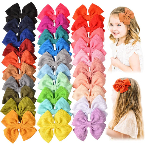Prohouse 30 PCS Baby Girls Hair Bows Clips Barrettes, Waffle Hair Accessories with Alligator Clip for Toddlers, Kids
