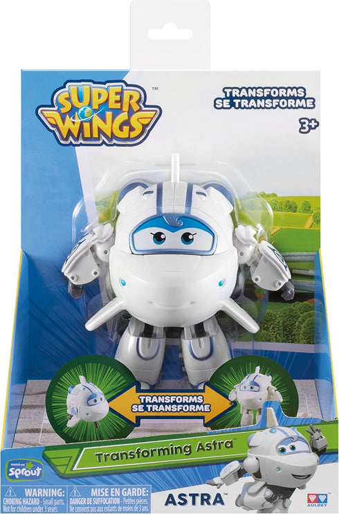 Super Wings 5 Inch Transformable Toys Astra, Airplane Toy Birthday Party Supplies for Preschool Boys Girls Age 3+, White