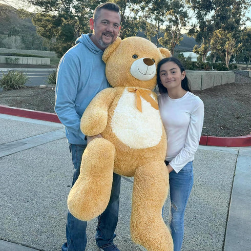 MorisMos Teddy Bear Stuffed Animal, 4FT Giant Tan Plush Toy, Soft Big Bear for Gifts