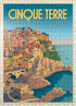 MyPuzzle Italy: Cinque Terre, Vintage Poster - Premium 500 Piece Jigsaw Puzzle for Adults
