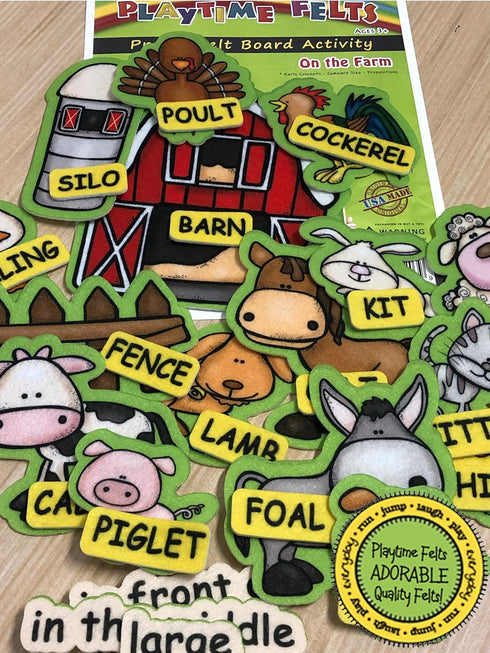 Playtime Felts Farm Babies and Their Names, 16 Adorable Precut Felt Figures for Teaching