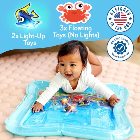 Tummy Tummy 3 36 SplashEZ Lights Up Time Water Mat for Babies, Large Baby Water Mat Time for Sensory Play with LED