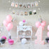 PartyHooman 1st Birthday Photo Banner for Baby, First Birthday Decorations Girl, Monthly Milestones Garland, Silver