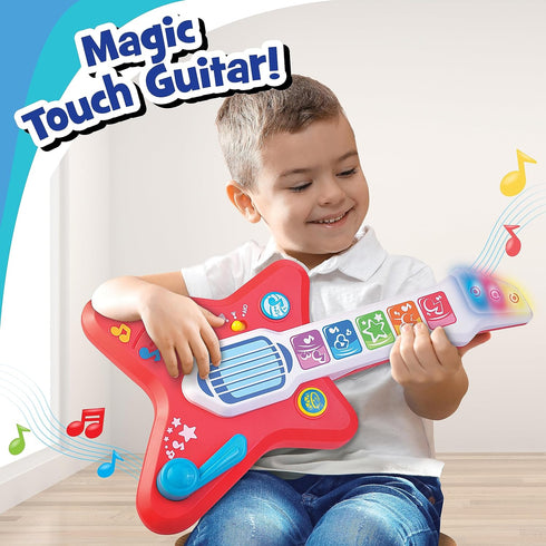 Toddler Light Up Magic Touch Guitar Music Toy with Volume Control - Infant Touch Sensor Instrument for Kids 12-36 Months