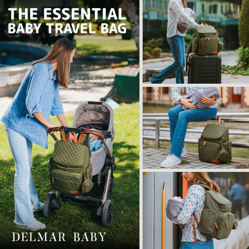 Backpack 15 Large Diaper Bag for Mom & Dad | Unisex Baby Travel Bag | Pockets | Changing Pad | Stroller Straps |