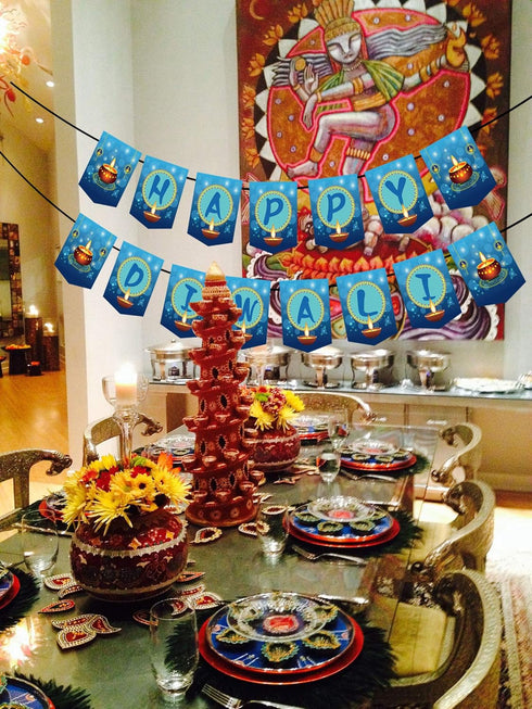 Happy Diwali Banner for Festival of Lights Party Decorations, NOT NEED DIY Deepavali Decorations Mother Laxmi
