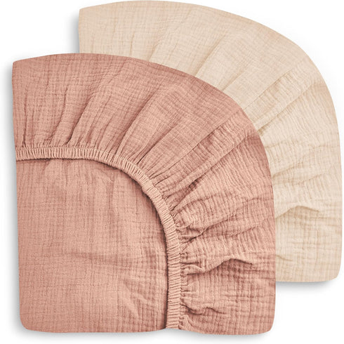 SWEET DOLPHIN 2-Pack Muslin Crib Sheets for Boys & Girls, Ultra Soft