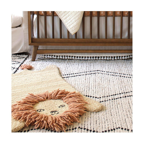 100% 23 36 Inches Crane Baby Lion Shaped Nursery Rug, Handmade Wool Safari Animal Rug for Baby Boy and Girl Nursery