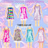 Glitter Sequin Mermaid Doll Clothes & Accessories - 12 Sparkly Glitter Party Dress, Crowns, Necklaces & Shoes