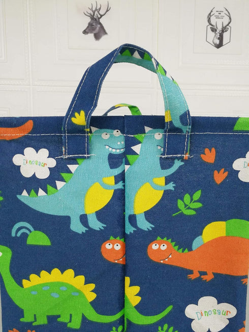 Kids Storage Basket with Blue Dinosaur Pattern, Rectangle Laundry Hamper, Baby Toys Storage Box with Handles for Boys