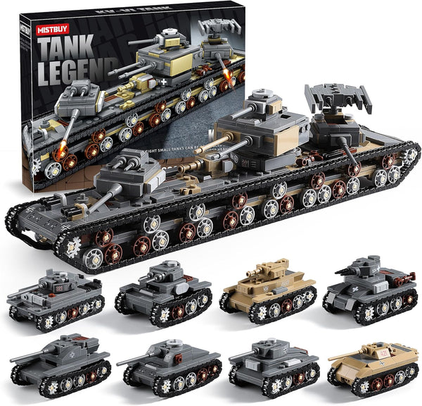 MISTBUY 1165-Piece WW2 Army Tank Toys Building Sets Compatible with Lego, Create A