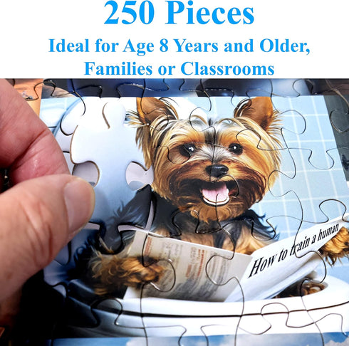 Think2Master Pooping Dogs 250 Pieces Jigsaw Puzzle - Heartwarming Puppies, Perfect Bathroom Decoration
