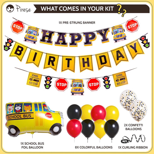 Wheels On The Bus Birthday Decorations, School Bus Decorations For Party, School Bus Birthday Party Decorations | School Bus Birthday Banner | School Bus Party Decorations | Bus Theme Party