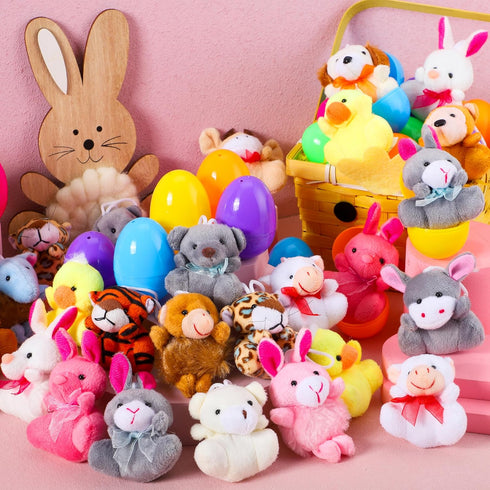 36 JOYIN Pcs Pre-Filled Easter Eggs Filled with Plush Animal Toys for Kids Toddlers Easter Egg Hunt, Basket Stuffers