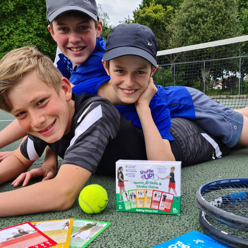 70+ 2 Shuffle Up Tennis Card Games - Fun & Active Skills Cards for Kids, Fitness Card Develop Fundamentals, Stamina