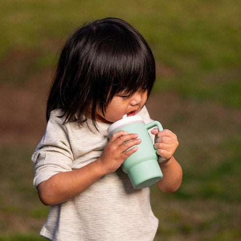 1st 9 Oz. Infantino My Tumbler, Silicone Sippy Cup with Straw & Handle, Spill-Resistant Baby Cup for On-the-Go