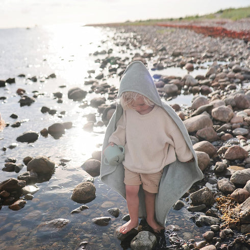 Organic Cotton Baby Hooded Towel in Sea Mist - Soft and Gentle for Your Little One