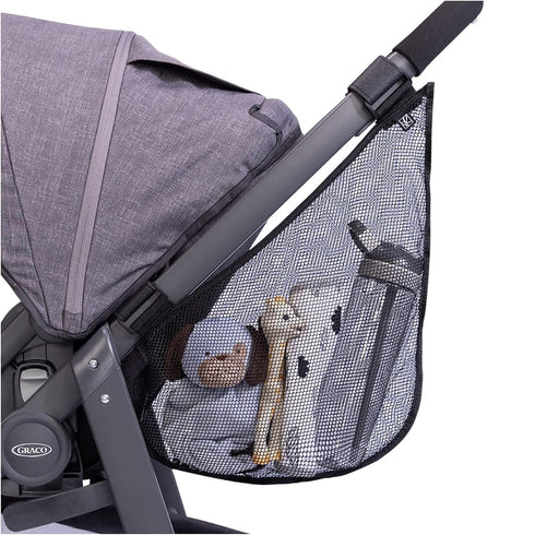 J.L. Childress Universal Stroller Organizer - Side Sling Stroller Storage Accessory - Black Mesh Cargo Net