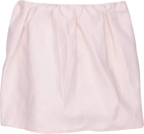Lambs & Ivy Pink Linen Crib Skirt with Shirred Design
