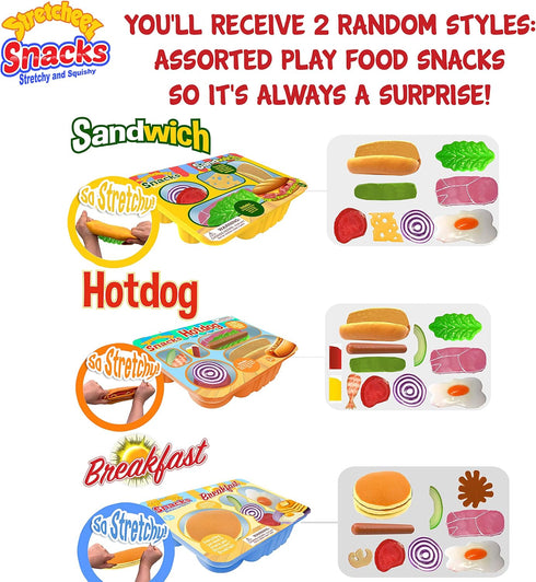 Thin Air Brands Sets Stretcheez Snacks - Play Food for Kids - Stretchy Pretend Food & Toppings - Mix & Match - Collect