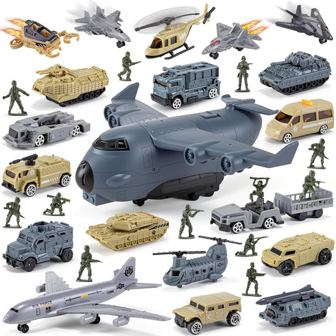 XDUOYJOY 33 in 1 Military Airplane Toy with Army Men Action Figures,