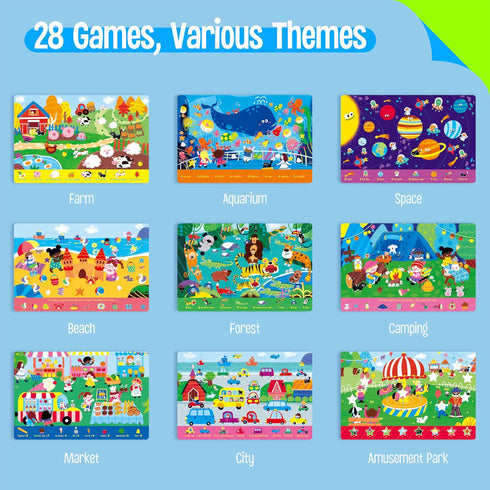 28 SpriteGru Dry Erase Activities Book, Reusable & Erasable Game Pad, Explore and Find Games Interesting Educational