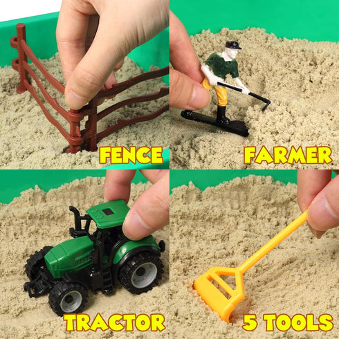 Farm Sensory Bin - Sensory Toys with Play Sand for Toddlers, Gift Sand Box for Kids Age 3-8