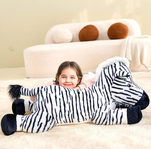 IKASA Large 30" Zebra Stuffed Animal Plush Toy - Cute Jumbo Soft Toys, Huge Fluffy Fat Oversized Plushie