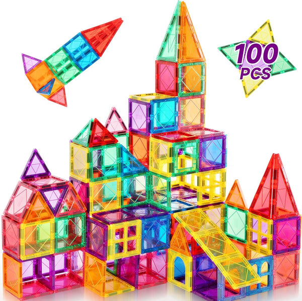 100PCS Magnetic Tiles Kids Toys - Magnetic Building Blocks STEM Magnet Building